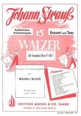 15 Walzer von Strau fr Orchester Altsaxophone 3