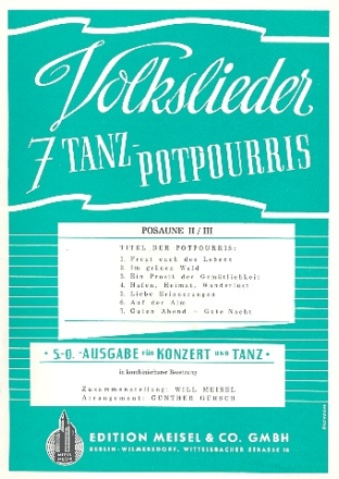 7 Volkslieder Tanzpotpourris fr Orchester Posaune 2/3