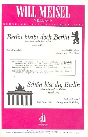 Berlin bleibt doch Berlin  und  Schn bist du, Berlin fr Salonorchester Piano-Direktion und Stimmen