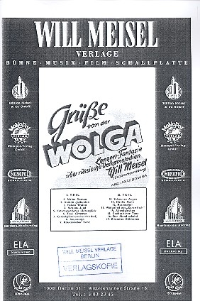 Gre von der Wolga: Konzertfantasie ber russische Volksmelodien fr Salonorchester
