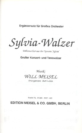 Sylvia-Walzer: fr Salonorchester Ergnzungsstimmen
