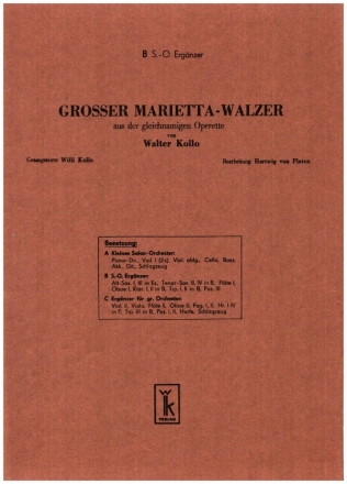 Groer Marietta-Walzer: fr Salonorchester Ergnzungsstimmen