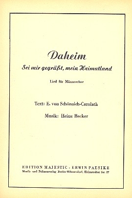 Daheim (Sei mir gegrt, mein Heimatland) fr Mnnerchor Partitur