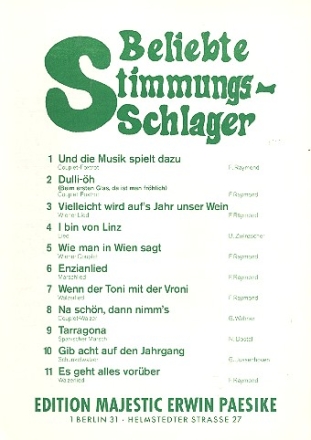 Beliebte Stimmungsschlager Album fr Gesang und Klavier