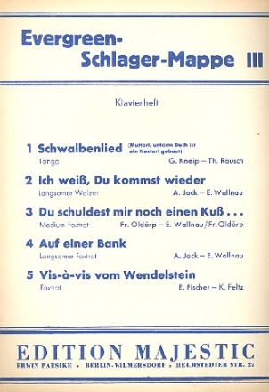 Evergreen Schlager-Mappe 3 Album fr Gesang und Klavier