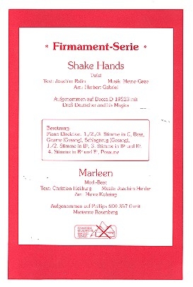 Shake Hands   und   Marleen fr Salonorchester Piano-Direktion und Stimmen