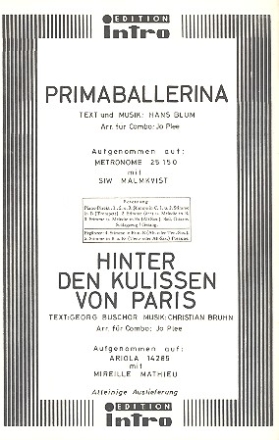Primaballerina   und  Hinter den Kulissen von Paris fr Salonorchester