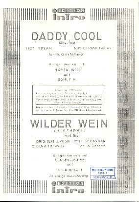 Daddy Cool  und  Wilder Wein: fr Salonorchester Direktion und Stimmen