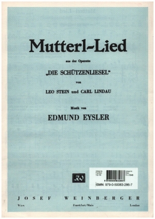 Mutterl-Lied f�r Gesang und Klavier Einzelausgabe