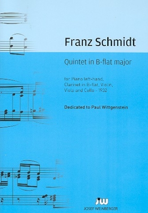 Quintett B-Dur  fr Violine, Viola, Violoncello, Klarinette in B und Klavier (linke Hand) Partitur und Stimmen