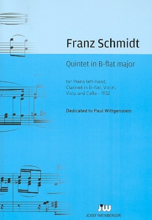 Quintett B-Dur fr Violine, Viola, Violoncello, Klarinette in B und Klavier (linke Hand) Partitur und Stimmen