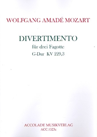 Divertimento G-Dur KV229,3 fr 3 Fagotte Partitur und Stimmen