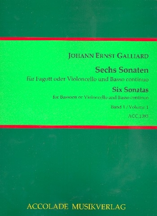 6 Sonaten Band 1 (Nr.1-3) fr Fagott (Violoncello) und Bc