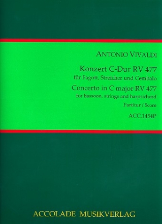 Konzert C-Dur RV477 fr Fagott, Streichorchester und Cembalo Partitur