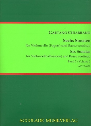 6 Sonaten Band 2 (Nr.4-6) fr Violoncello (Fagott) und Bc