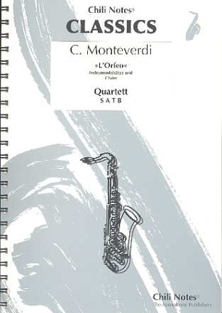 L'Orfeo - Instrumentalstze und Chre fr 4 Saxophone (SATBar) Partitur und Stimmen
