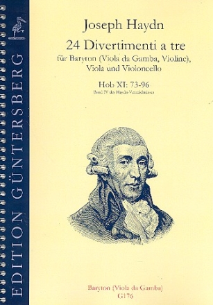 24 Divertimenti a tre Hob.XI:73-96 fr Baryton (Viola da gamba, Violine), Viola und Violoncello Baryton (Viola da gamba)