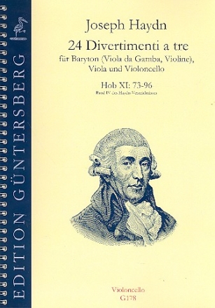 24 Divertimenti a tre Hob.XI:73-96 fr Baryton (Viola da gamba, Violine), Viola und Violoncello Violoncello