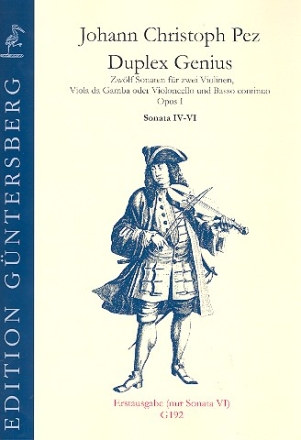 Duplex Genius op.1 Band 2 (Nr.4-6) fr 2 Violinen, Viola da Gamba (Violoncello) und Bc Partitur und Stimmen (Bc nicht ausgesetzt)