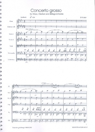 Concerto grosso fr Oboe, Klarinette und Streichorchester Studienpartitur Din A4
