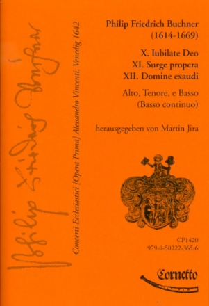 Concerti ecclesiastici op.1 Nr.10-12 fr Alt, Tenor, Bass und Bc 3 Partituren und Instrumentalstimmen