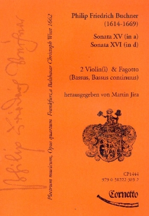 Plectrum musicum op.4 Band 8 fr 2 Violinen, Fagott und Bc Partitur und Stimmen