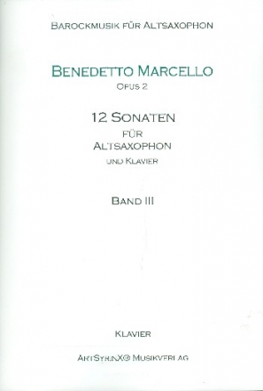 12 Sonaten op.2 Band 3 (Nr.7-9) fr Altsaxophon und Bc Klavierpartitur