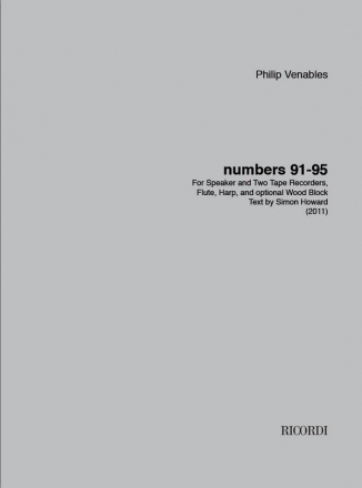 Philip Venables, Numbers 91-95 Mixed Ensemble Partitur + Stimmen