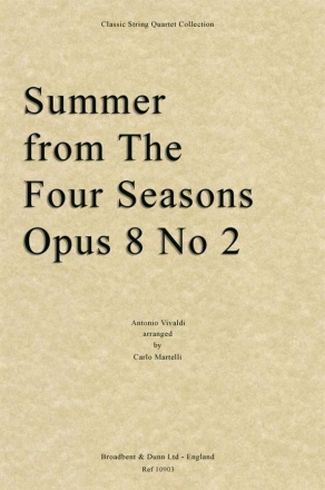 Antonio Vivaldi, Summer from The Four Seasons, Opus 8 No. 2 Streichquartett Stimmen-Set