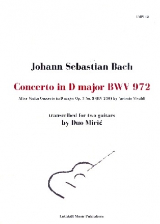 Concerto in D Major BWV972 for 2 guitars score and parts