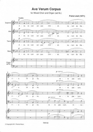 Franz Liszt Ave Verum Corpus choral (mixed voices)