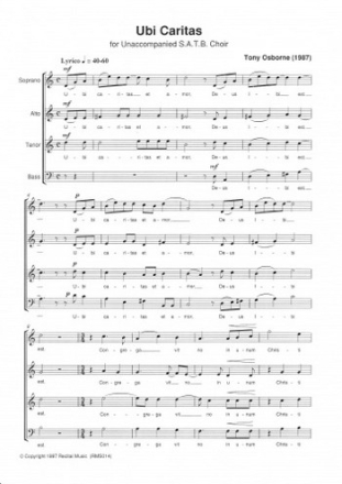Tony Osborne Ubi Caritas choral (mixed voices)