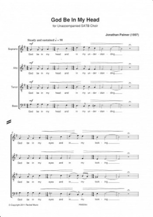 Jonathan Palmer God Be In My Head church (mixed voices), church (upper voices)