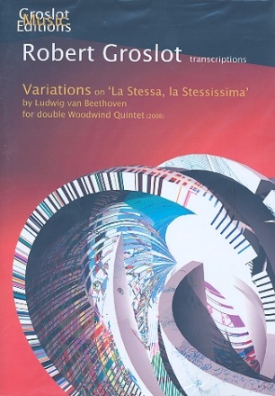 Variations on La stessa la stessissima for 2 flutes, 2 oboes, 2 clarinets, 2 horns in F and 2 bassoons,  score and parts