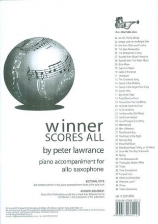 Peter Lawrance, Winner Scores All For Sax Alto Saxophone Buch