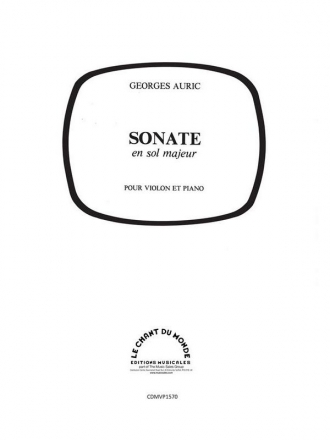 Sonate en sol majeur pour violon et piano