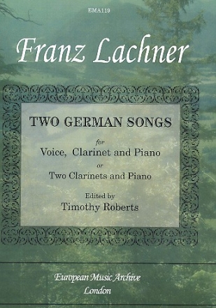 2 German Songs for voice, clarinet and piano (2 clarinets and piano) score and parts