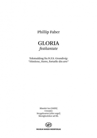 Phillip Faber, Gloria SATB and Strings Score