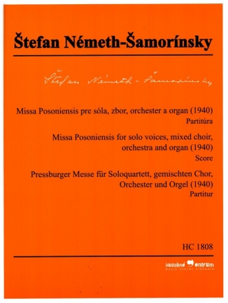 Pressburger Messe fr Soloquartett, gem Chor, Orchester und Orgel Partitur