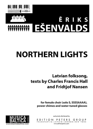 Northern Lights   for female choir (solo S, SSSSAAAA) power chimes, water-tuned glasses choral score