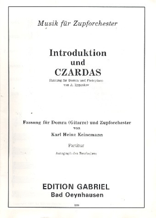 Introduktion und Czardas  fr Domra (Gitarre) und Zupforchester Partitur