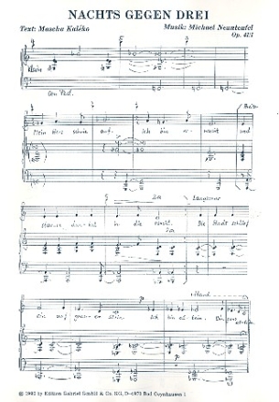 Nachts gegen Drei fr Klavier
