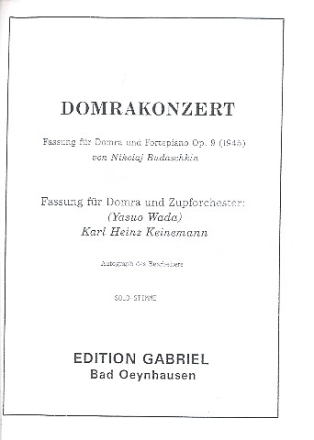 Konzert op.9 fr Domra und Zupforchester Solo und Orchesterstimmen