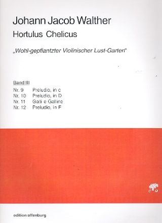Hortulus Chelicus Band 3 (Nr.9-12) fr Violine und Bc Partitur und Stimmen (Bc nicht ausgesetzt)