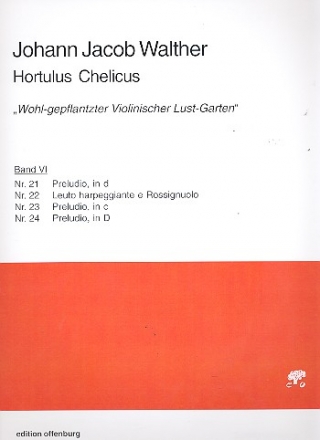 Hortulus Chelicus Band 6 (Nr.21-24) fr Violine und Bc Partitur und Stimmen (Bc nicht ausgesetzt)