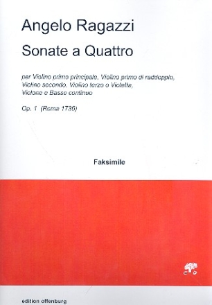 Sonate a 4 op.1 fr 3 Violinen und Bass (2 Violinen, Viola, Bass) Faksimile der Stimmen