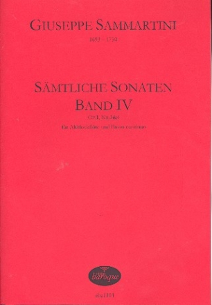 Smtliche Sonaten Band 4 fr Altblocklte und Bc