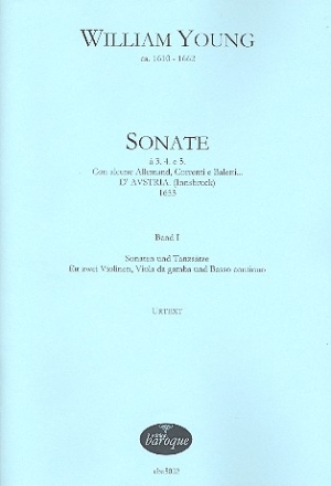 Sonaten  3, 4 e 5 Band 1 fr 2 Violinen, Viola da gamba und Bc Partitur (=Klavier) und Stimmen
