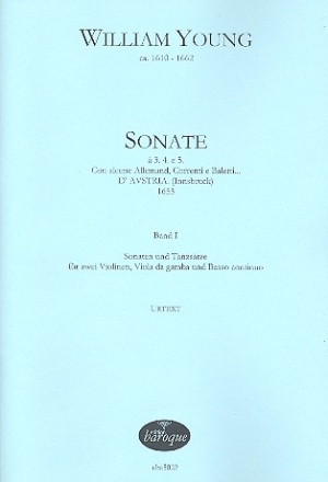 Sonaten  3, 4 e 5 Band 1 fr 2 Violinen, Viola da gamba und Bc Partitur (=Klavier) und Stimmen