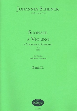 Suonate a violino e violone (cimbalo) op.7 Band 2 (Nr.8-18) fr Violine und Bc Partitur und Stimmen (Bc nicht ausgesetzt)